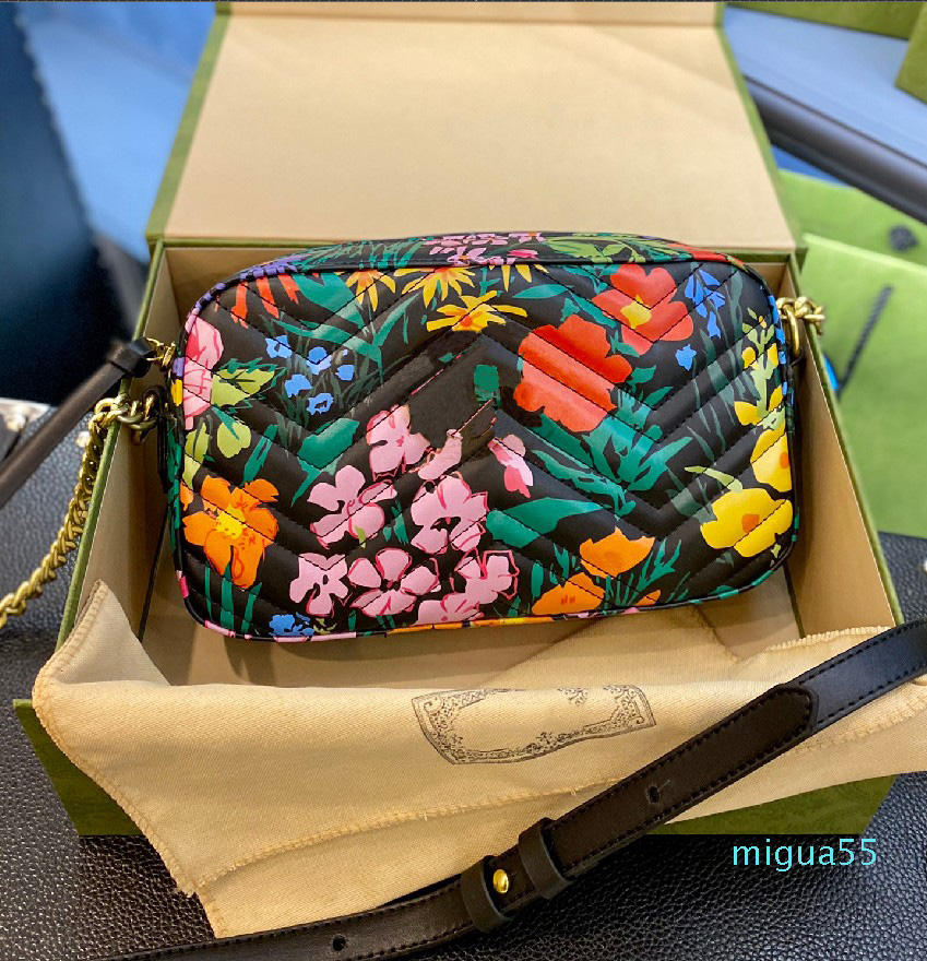

Fashion Messenger Bags with Colorful Floral Print Designer ChainBag Trendy Temperament Women's Shoulder Bag