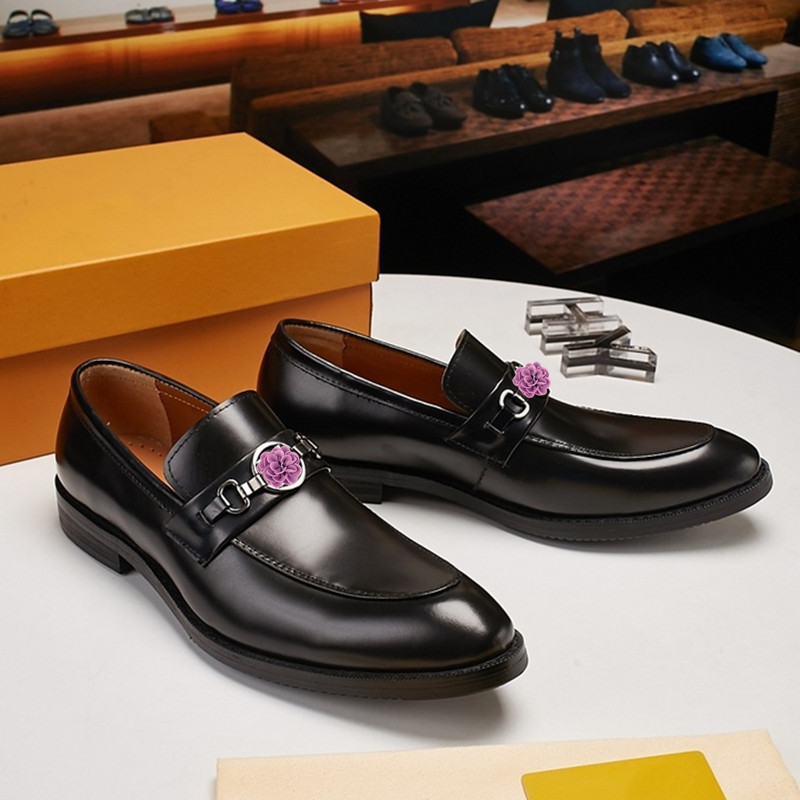 

21ss 36 Style Men's Dress Shoe Fashion Elegant Formal Wedding Shoes Designer Men Slip on Office Oxford Shoes for Men Luxury Men Shoes size 38-45, Black