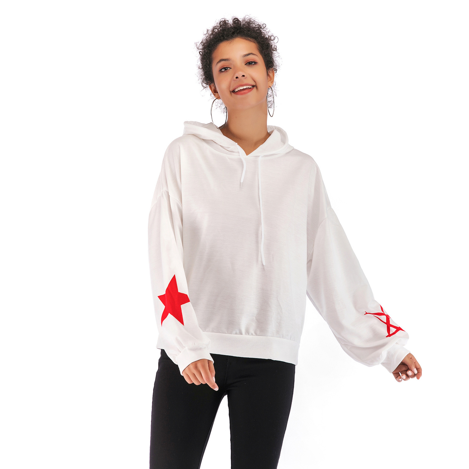 

2021 New Fashion Print Loose Women Spring Hoodies Sweatshirts Runway Clothes Black Hoodie Shirts Lady Workwear Coat Streetwear Dt0t, White