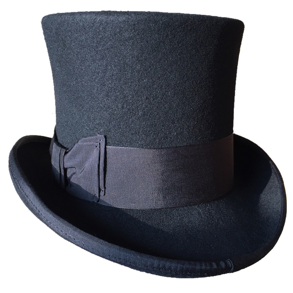 

2021 New Black Wool Gentleman Steampunk Groom Wedding High Top Cylinder Chimney Pot Hat Topper 54xl, Red