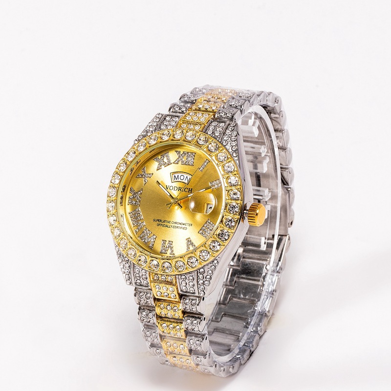 

High quality high grade Men's labor classic quartz gold foreign trade watch double calendar date Wednesday watch gem, 123