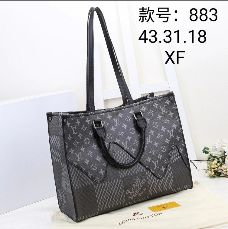 

1-1 LV LOUIS VITTON Fashion Handbags Purse Totes Large Capacity Ladies Simple Shopping Handbag PU Leather Shoulder Bags, Red;black