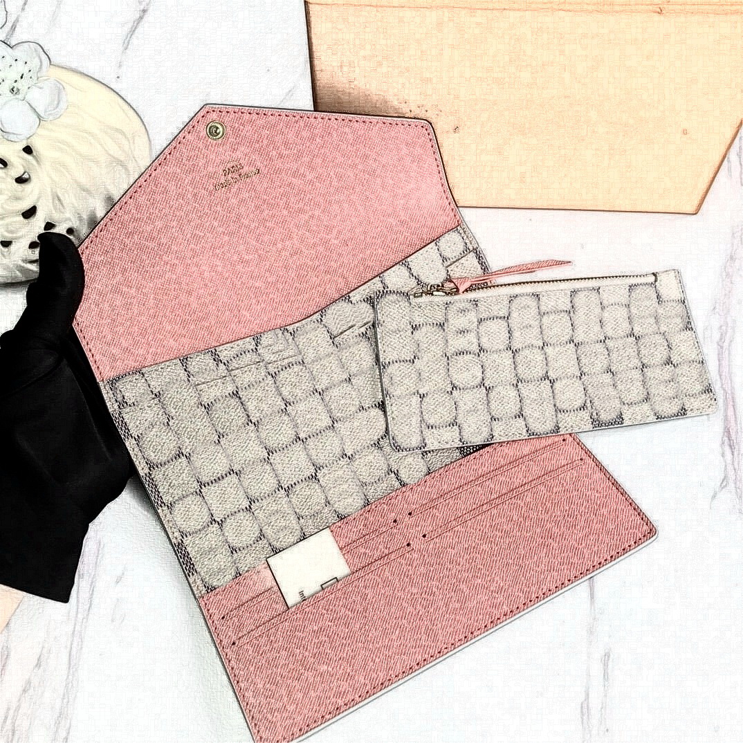 

Real Cowhide Josephine Fold Long Wallets Vintage EMILIE Coin Purses Designer Luxury Clutch Bags Women Lady Casual ID Card Coin Bag, Add box