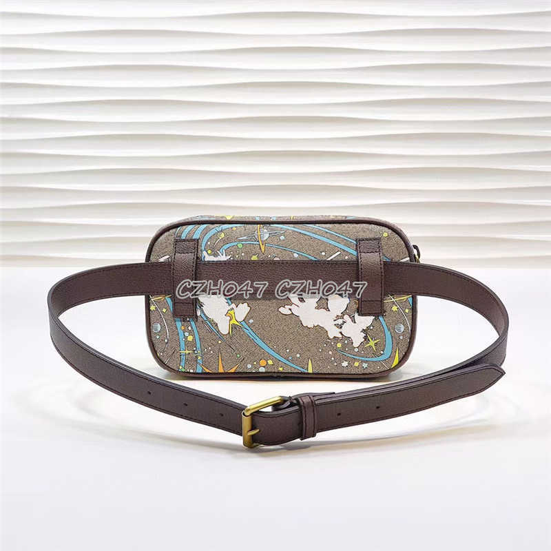 

Top Style Men And Women Waist Bags Genuine Leather Bag Fanny Pack Printed Designer Funnypacks, White