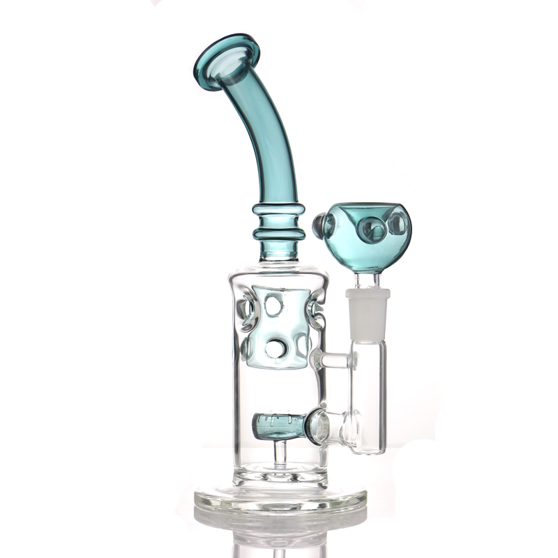 

Hookah 8.8inches Pink Blue Recycler Dab Rigs Thick Glass Water Bongs Smoking Pipes Small Bong 14mm joint