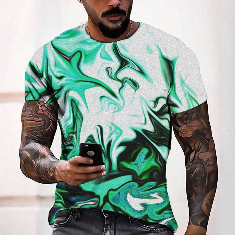 T-shirt Tee T-shirt 3D Imprimer graphique col rond décontracté quotidien quotidien 3D imprimé à manches courtes en tête de mode Cool confortable