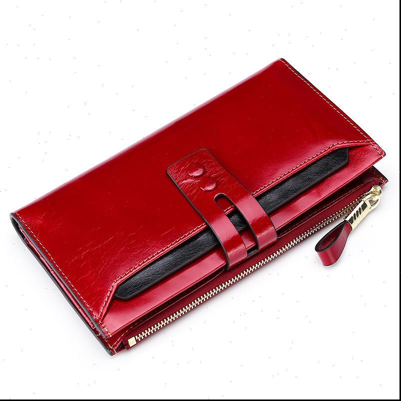 

fashion women wallets genuine leather female with phone pocket ladies purse hasp wallet clutch cartera mujer, Red;black