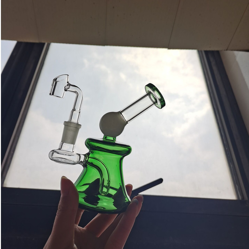 

Newest 5.5 Approx inch Pink Green Dab Rigs Mini Glass Water Bongs heady glass Mini Bong Smoking Hookah 14mm Banger