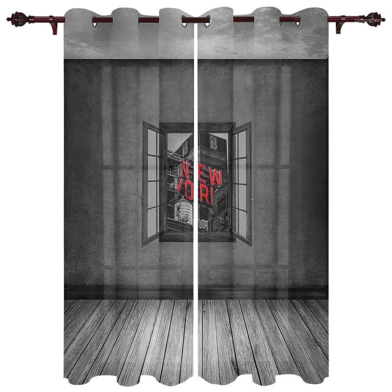 

Polyester Translucent Curtains Empty Room York Pattern Luxury For Living Kitchen Bedroom Windows Curtain & Drapes