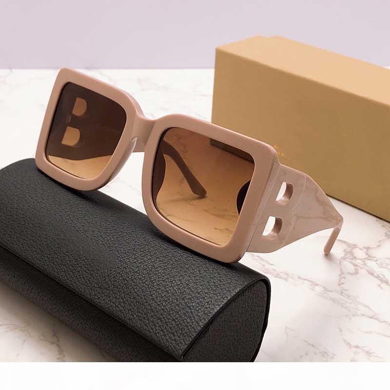 

luxury- 2020 new season female designer sunglasses square plate frame big double B letter legs simple fashion style UV400 glasses E4312, White;black