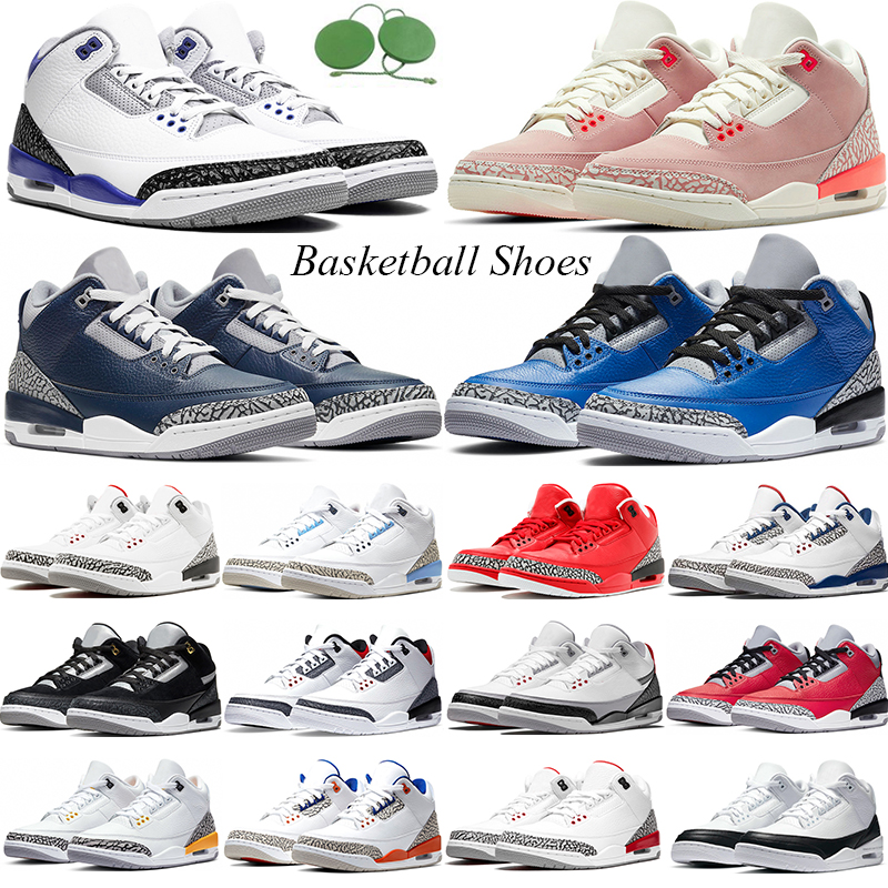 

3s 3 jumpman Racer Blue Rust Pink UNC basketball shoes Black Cement Laser Orange Midnight Navy Fire Red Cool Grey Barely Grape Trainers Mens Sports Sneaker, Doernbecher