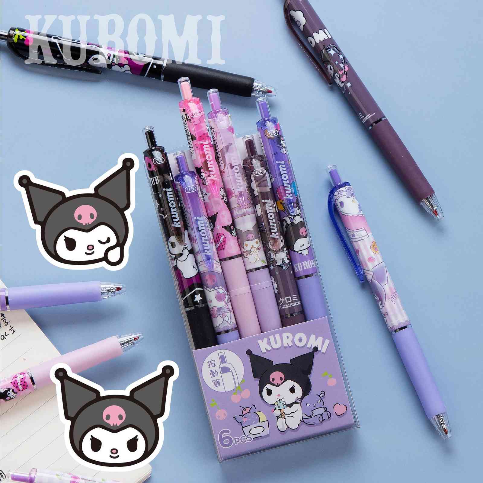 

12 Hhuo Animation Kuromi Prs Neutral Pen Girls Cartoon Cute Black Creativity 0.5mm