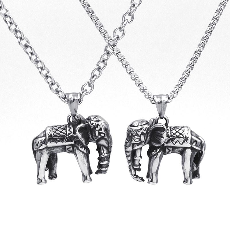 Pendant Necklaces 316L Stainless Steel Necklace 3D Elephant Fashion Men Women Jewelry Cute Animal Boutique-image-708521830