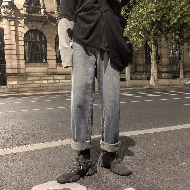 

2021 New Men's Nostalgia Loose Casual Pants Male Leisure Baggy Homme Black/blue Color Cargo Pocket Wash Jeans Biker Denim Trousers -2xl Wtg