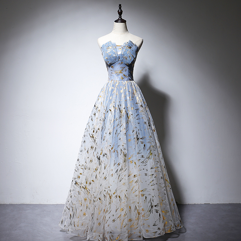 

Sexy Chinese Bride Vintage Traditional Wedding Cheongsam High Quality Elegant Temperament Strapless Evening Party Dress Tjg5, Sky blue
