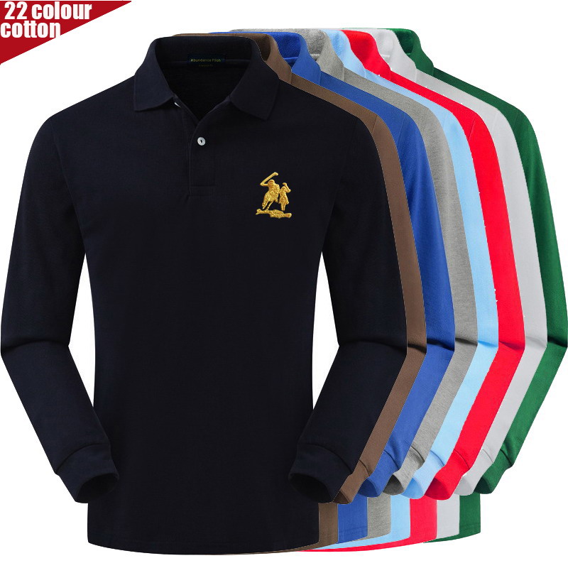 

High Quality 3D PATCH 100% cotton Polo logo Shirt Casual Polo Shirts mens Long sleeve polo shirt 2020 New Arrival Tops Tees, Blue red logo