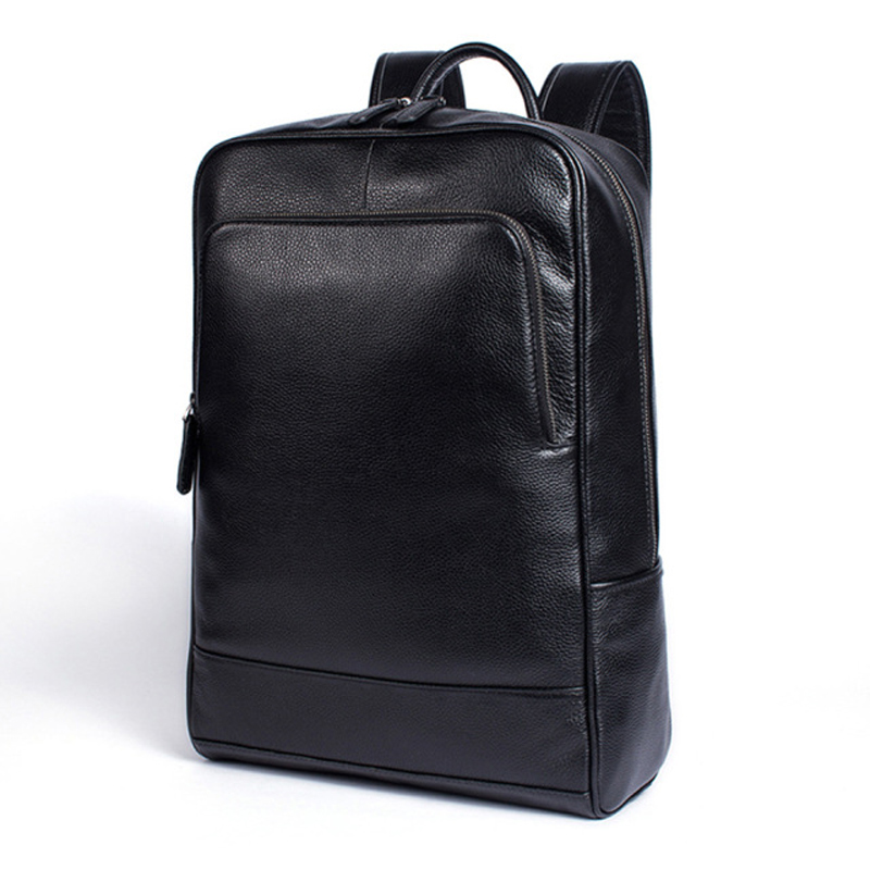 

Genuine Leather Backpack Bussiness Fit 14 Inch Laptop Casual Travel Daypack Schoolbag for Men ( Coffee,Black