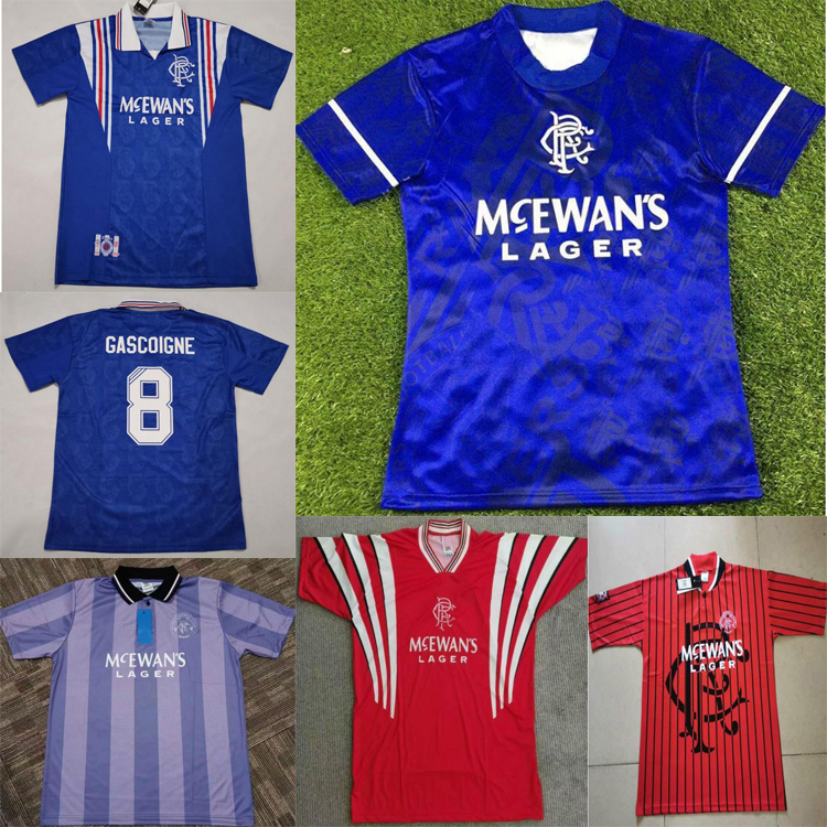 

Retro Glasgow Rangers soccer jersey GASCOIGNE LAUDRU 1984 87 90 92 93 94 95 96 97 99 2001 02 03 vintage ClassicMEN football shirt, Black;yellow