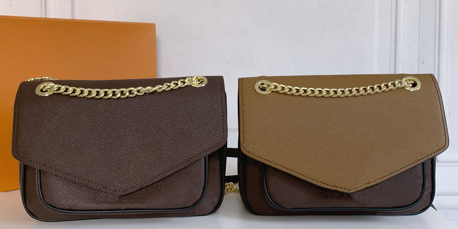 

premium chain bag handbag Genuine Leather women shoulder crossbody bags M45592 M57888, Old flower brown