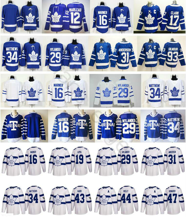 

2018 Stadium Series Toronto Maple Leafs 16 Mitchell Marner 29 William Nylander 31 Frederik Andersen 44 Morgan Rielly 34 Matthews Jersey, Black;red