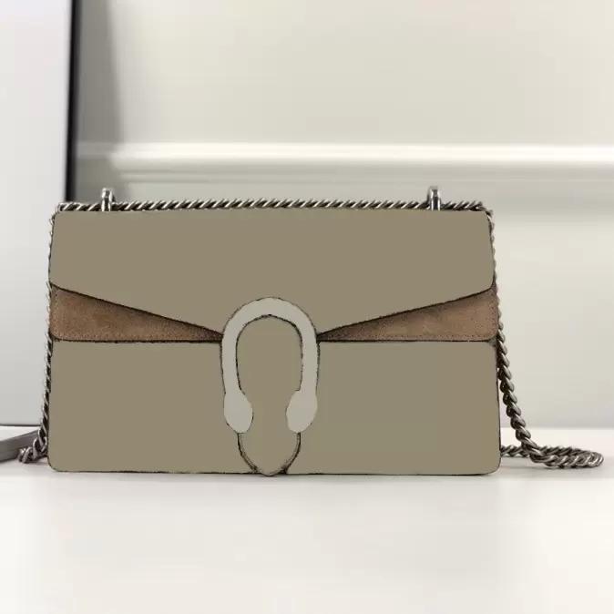 

[WITH BOX] Leather serpentine snake vintage silver tone accessories Shoulder Closure chain flap key holder Small Diamond print Double G 25CM, More color