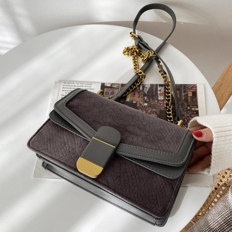 

Crocodile pattern Square Crossbody bag 2021 New Quality Matte PU Leather Women's Designer Handbag Chain Shoulder Messenger Bag, Black