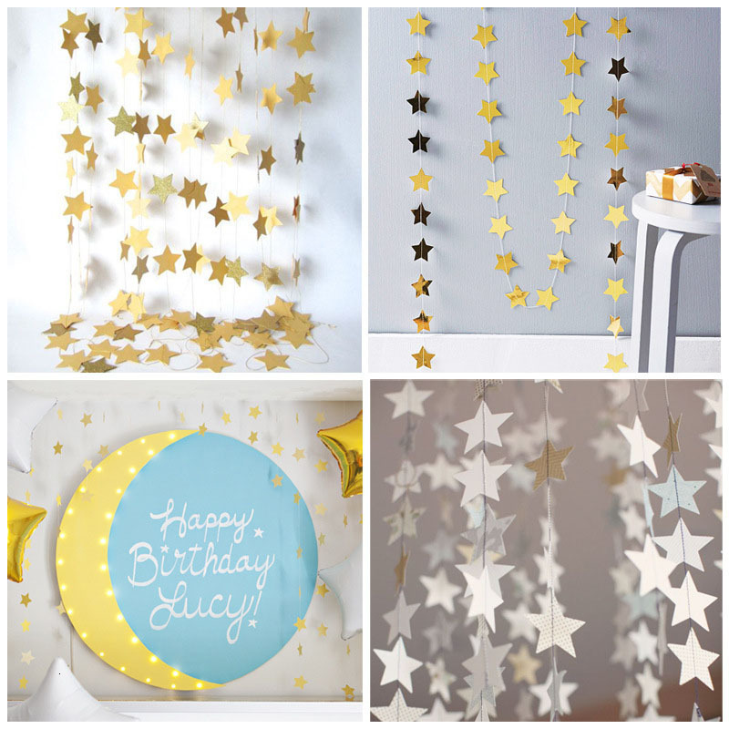 

4m creative pearlcent cardboard star pendant suspender brace wedding party celebration decoration layout