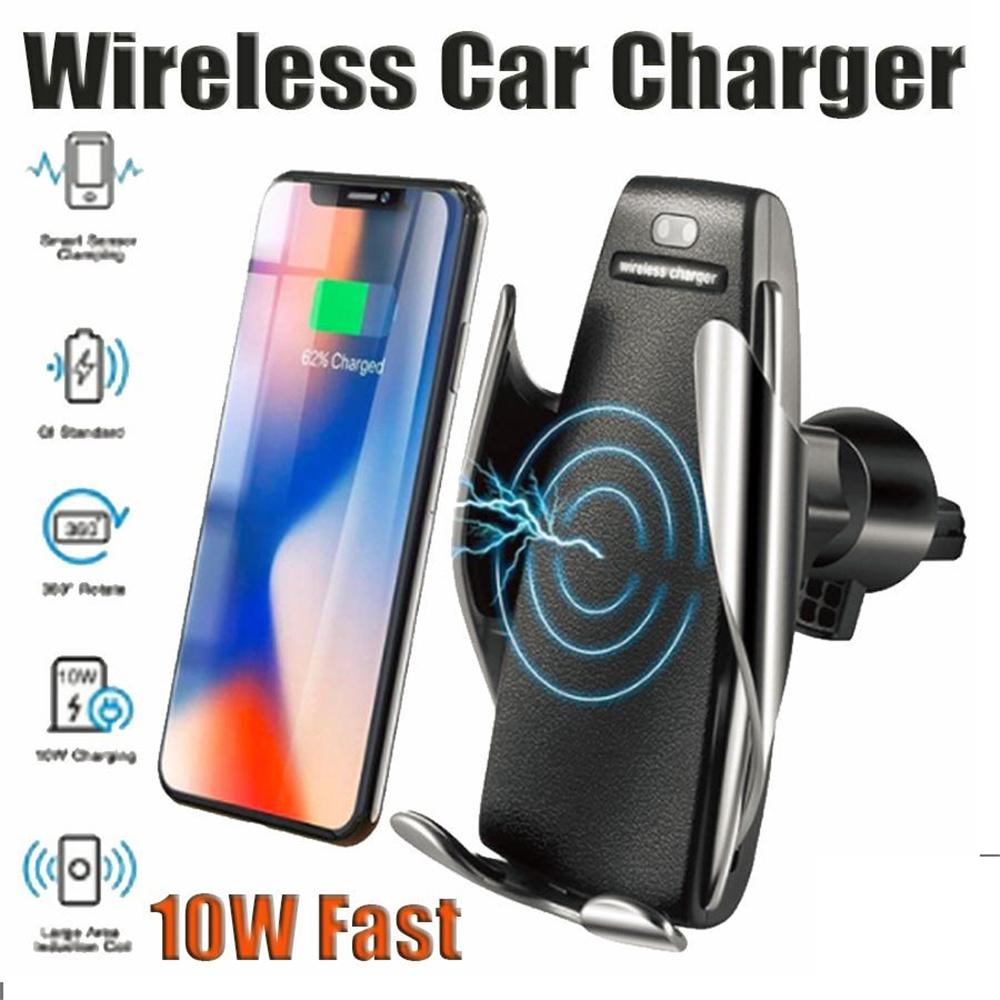 

S5 Wireless Car Charger Automatic Clamping For iphone Android Air Vent Phone Holder 360 Degree Rotation 10W Fast Charging