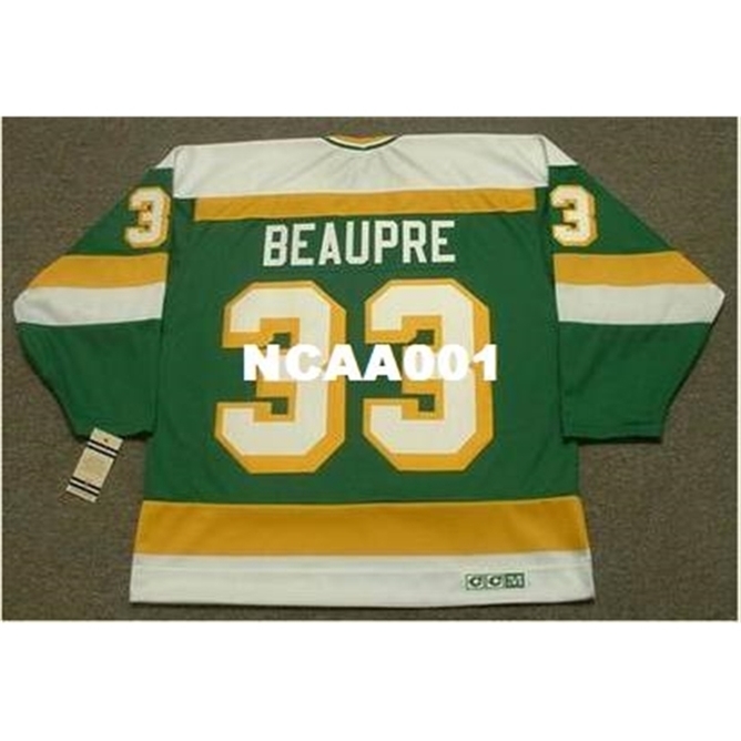 

668 #33 DON BEAUPRE Minnesota North Stars 1985 CCM Vintage Retro Hockey Jersey or custom any name or number retro Jersey, Black