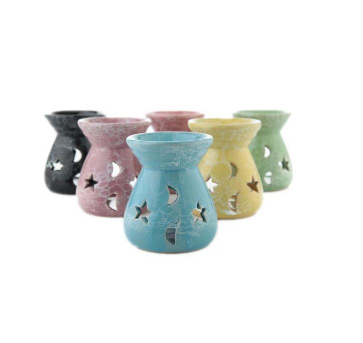 

Creative aromatherapy stove Ceramic Oil Lamps Hollow Stars Moon Pattern Essential Oil Fragrance Candle Incense Burners DB534