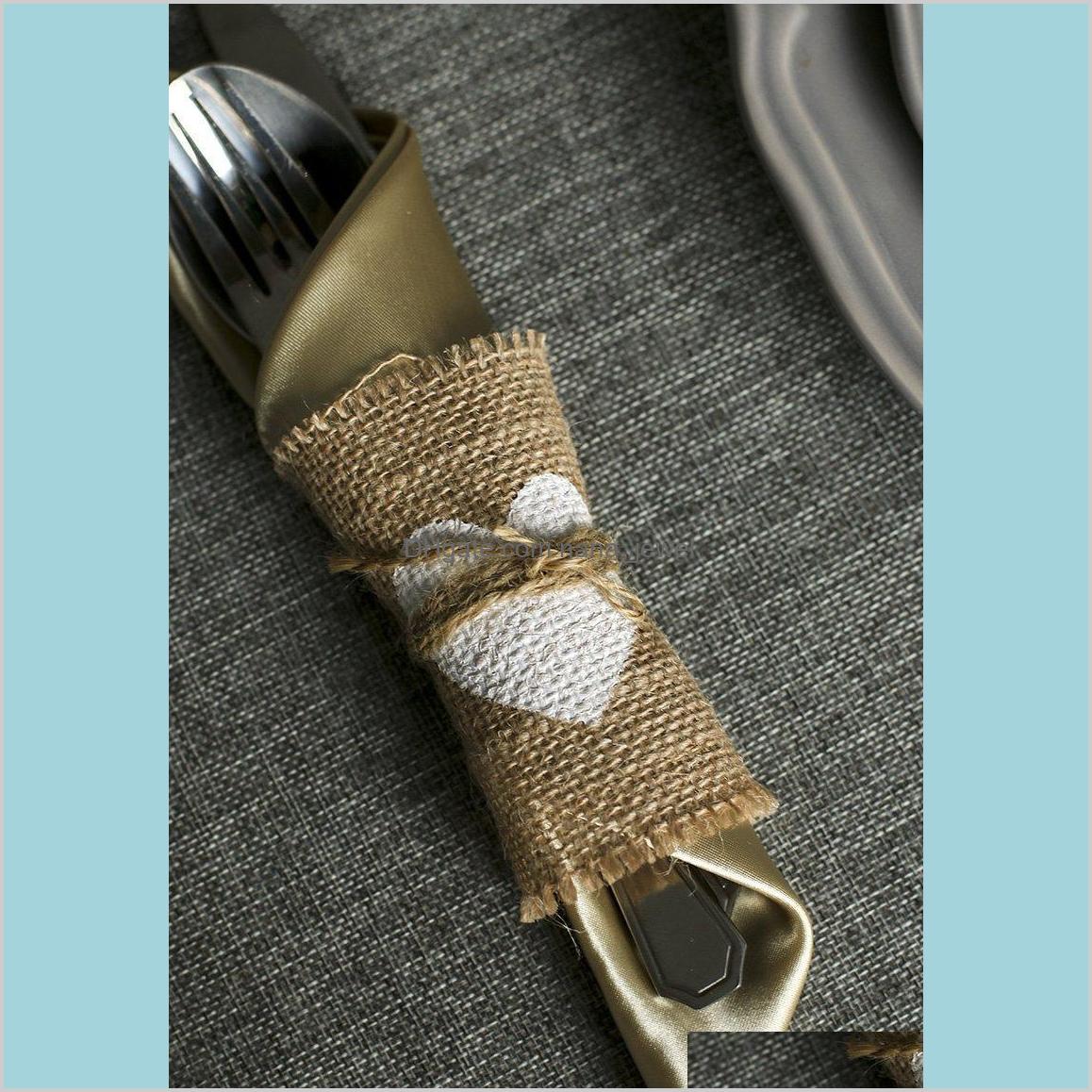 

50Pcs Natural Jute Burlap Cultery Pocket Rustic Wedding Centerpieces Wedding Table Decoration Mariage Vintage Shabby Chic Jbeva Fqw6V
