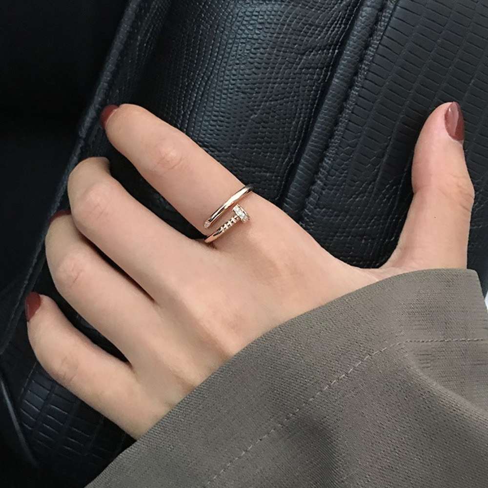 

S925 Silver Open nail female Taiyin lovers net red adjustable index finger ring men's and women's jewelry
