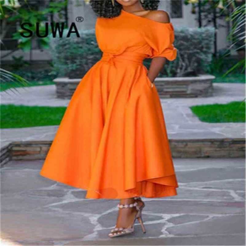 

High Street Fashion Women Dresses Free Ladies Summer Recommend Style A-Line Elegant Work Wear 210525, Yellow