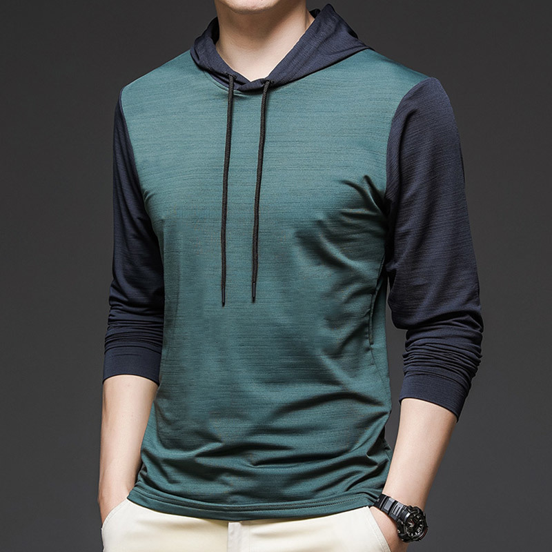 

New 2021 Brand Men Hooded t Shirts Clothing Spring Long Sleeve Clothes Plus Size Homme High Quality Korean Style Casual Fashion Tops Mlnp, Dark grey