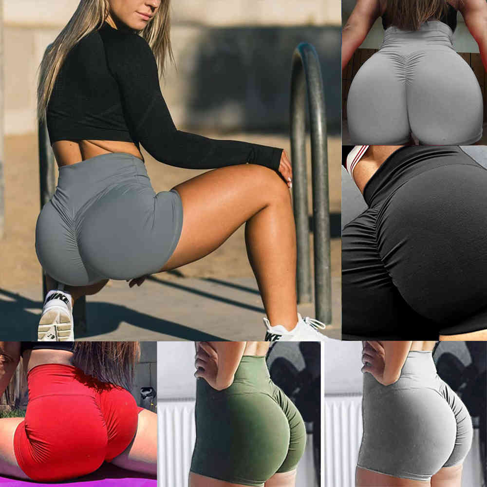 

Women' High Waisted Yoga Shorts Sports Gym Ruched Butt Lifting Workout Running Leggings, Rose red