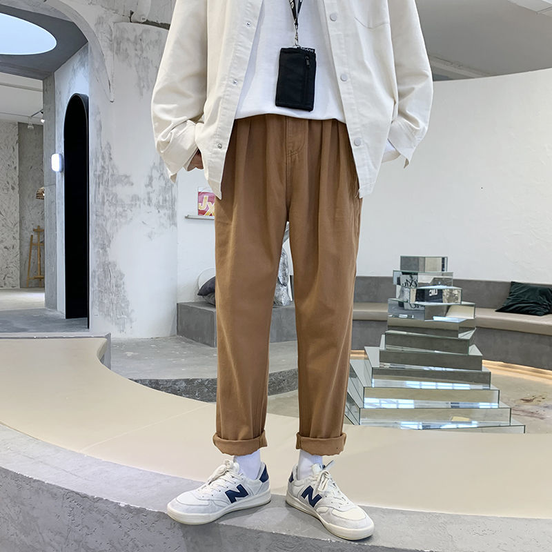 

2021 New Autumn Cotton Harem Men's Fashion Casual Pants Men Streetwear Wild Hip-hop Straight Trousers Mens -2xl 1wsk, Khaki