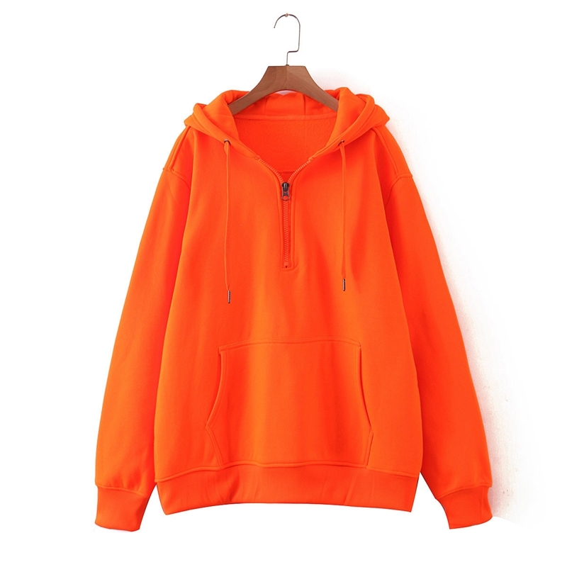 

Autumn Casaul Hooded Jacket Women Zipper Loose Plus Size Hoodies Pullover Street Sweatshirts Coat XZ2575 210525, Orange