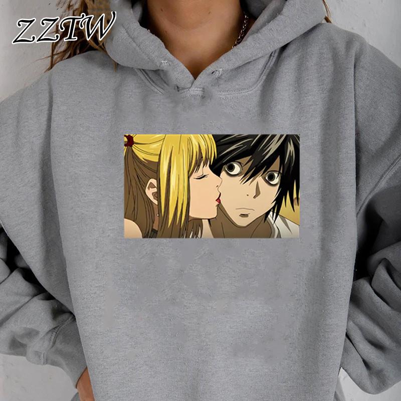 

Women's Hoodies & Sweatshirts Anime Death Note Misa Amane Kiss LÂ·Lawliet Aesthetics Graphic Kawaii Womens Harajuku Plus Size Winter Unisex, Black