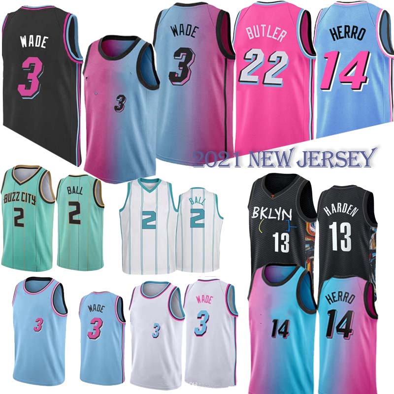 

LaMelo 2 Ball 13 Harden 3 Wade Basketball Jerseys NCAA 22 Butler 14 Herro 7 Durant 11 Irving basketball jersey, Rehuo