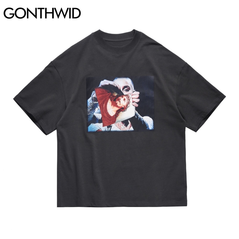 

Hip Hop Tshirts Streetwear Creative Print Short Sleeve Cotton Tees Shirts Harajuku Fashion Casual Loose Tops T-Shirts 210602, White