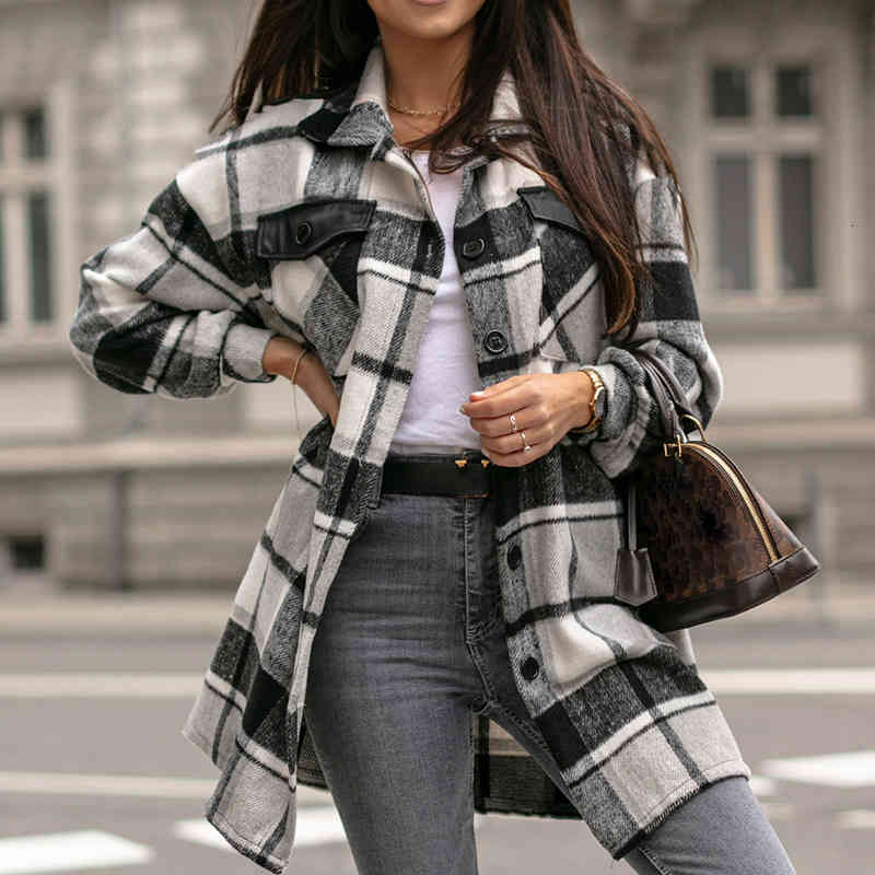 

women's jackets feminino vintage xadrez botÃ£o de impressÃ£o jaqueta casual streetwear manga longa casaco s feminino 2022 primavera outon, Black;brown