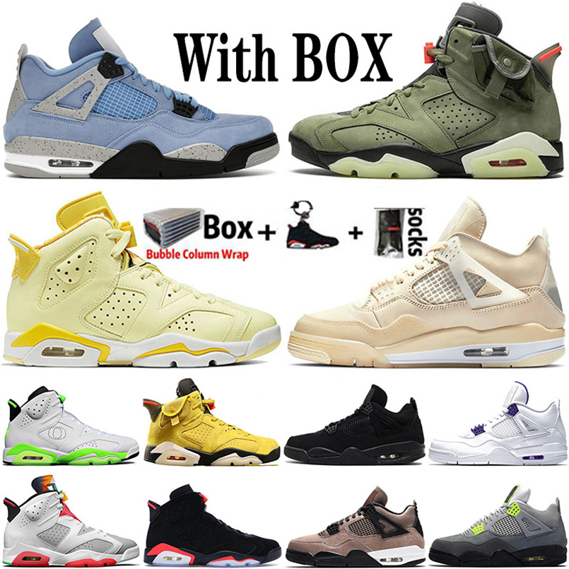

With Box 2021 High OG Jumpman UNC 6s Mens Basketball Shoes University Blue Floral Hare 4s Black Cat Oregon Sail Court Purple Sports Trainers Sneakers, Other colors contact us