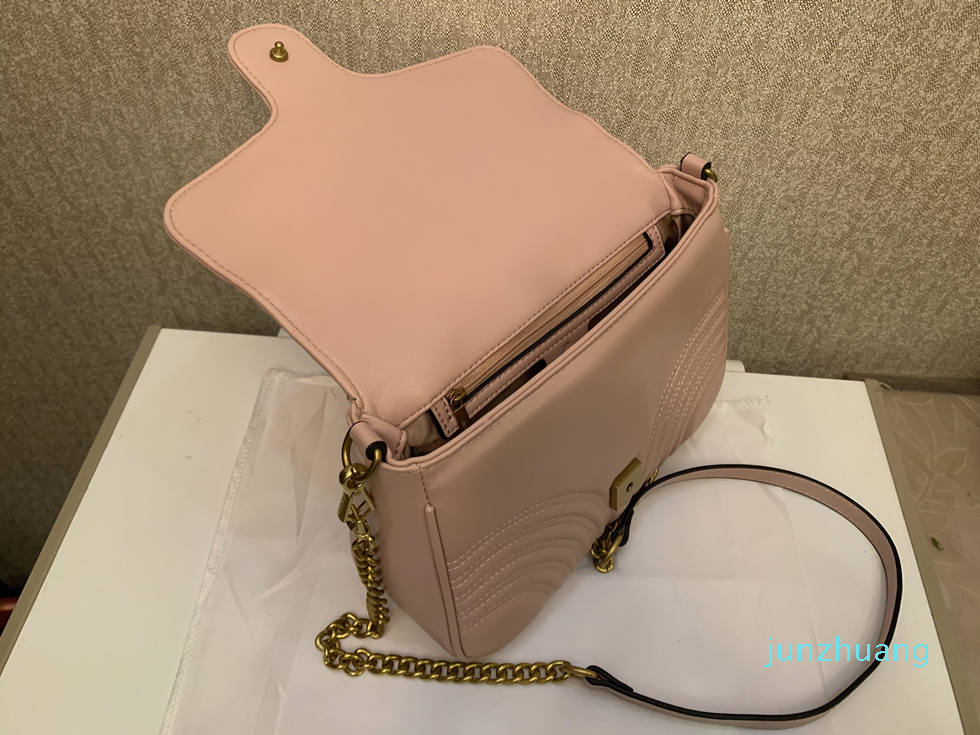 

Designer- Women Marmont Shoulder Bags Lady Gold Chain CrossBody Bag PU Leather Handbags Purse Female Messenger Tote Bag, Red