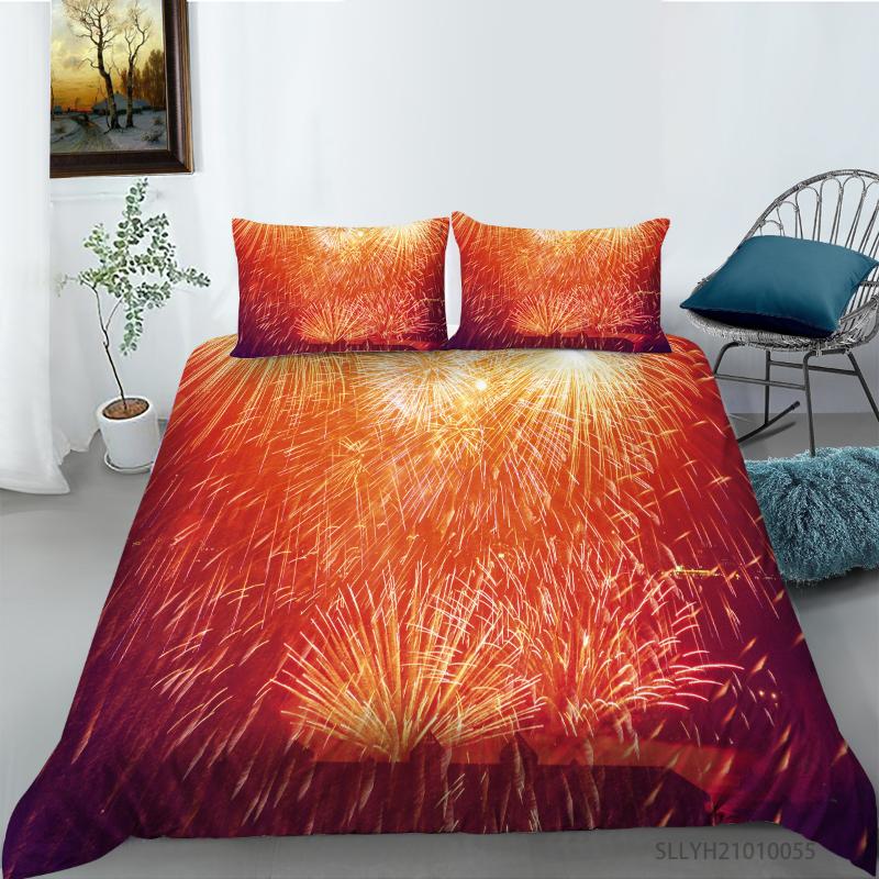 

Bedding Sets Fashion 3D Fireworks Printing Set Duvet Cover With Pillowcases 2/3pcs Single Double  King Sizes
