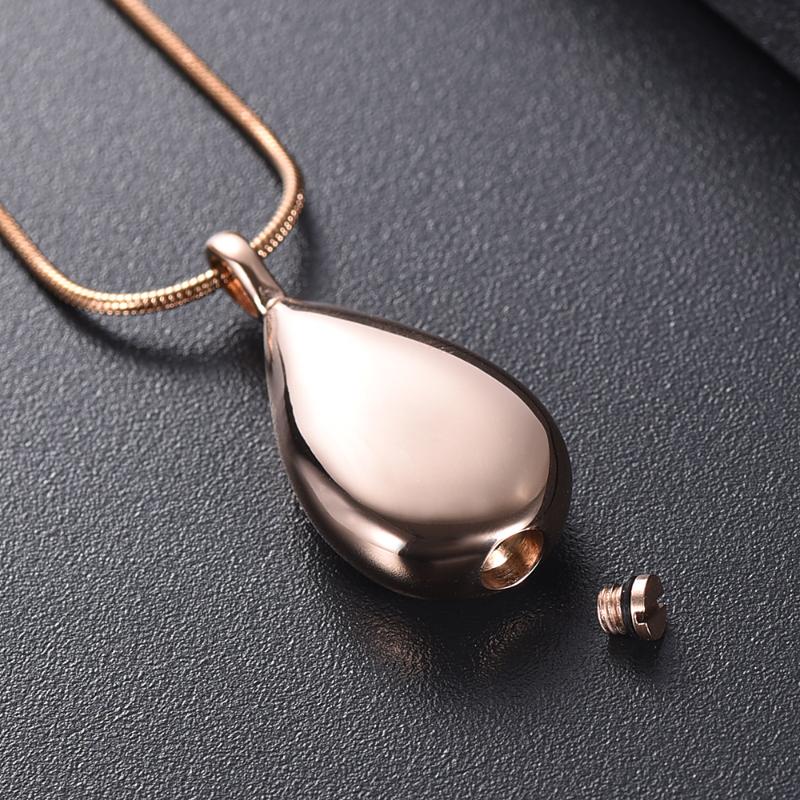 

Pendant Necklaces LKJ9945 Memorial Urn Teardrop Locket Stainless Steel Cremation Jewelry Screw To Hold Ashes For Human/ Pet