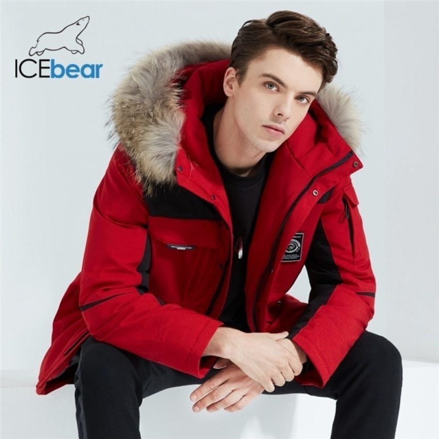 

Icebear - men's warm down et, high quality fur collar coat, brand clothing, winter, 2021, mwy20609d, Black