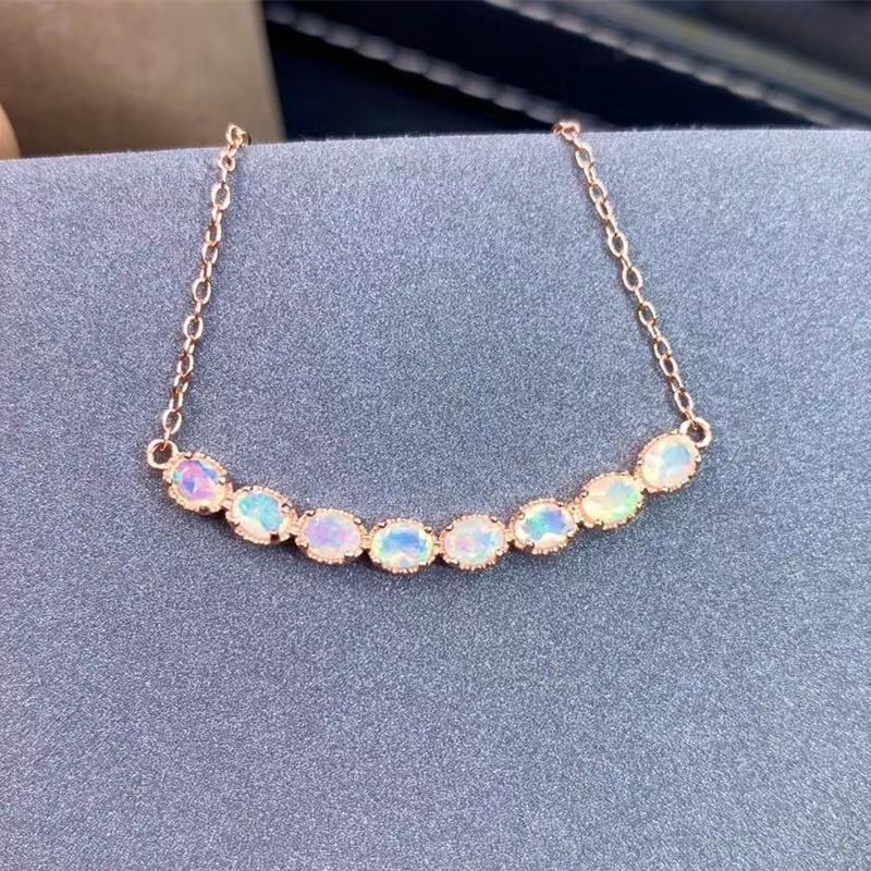 

Lockets Natural Real White Opal Necklace With Pendant Per Jewelry 0.2ct*8pcs Gemstone 925 Sterling Silver J215156