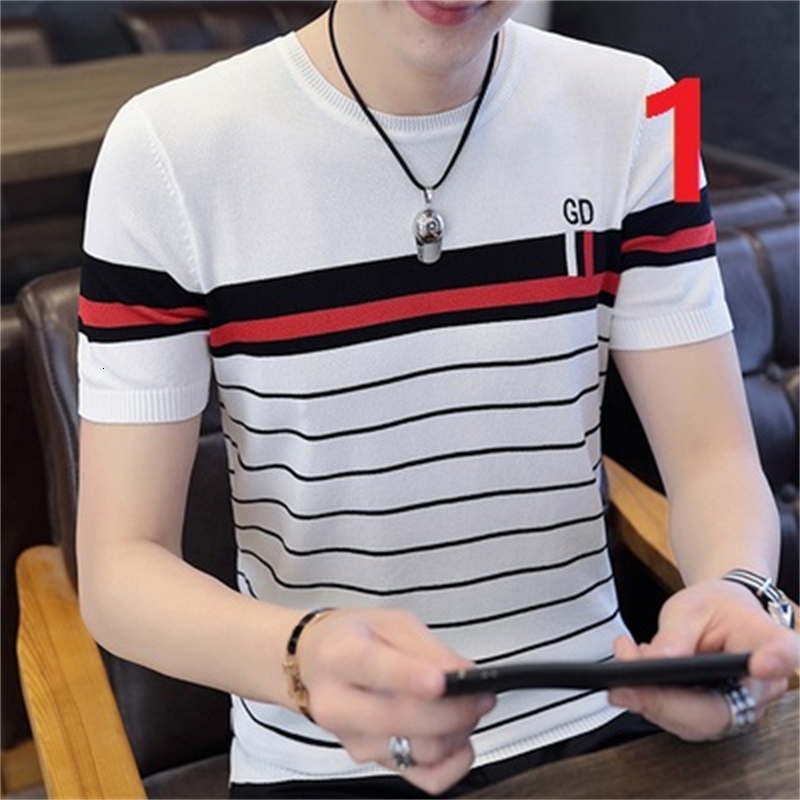 

2021 Men's Short-sleeved T-shirt Summer New Slim Korean Version of the Tide Szpe