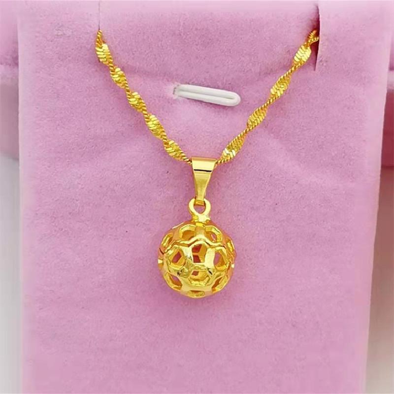 

Pendant Necklaces Yellow Gold Color 14mm Hollow Ball Necklace,Gold Collar Simple Round Beaded Choker Necklace Fashion Jewelery Gift