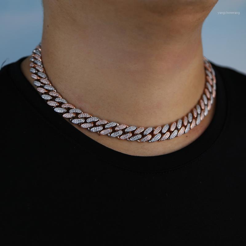 

Arrived Hip Hop Men Necklace With 12mm Wide Cuban Chain Paved Two Tone Plated Gold Wholesale Jewelry Chains